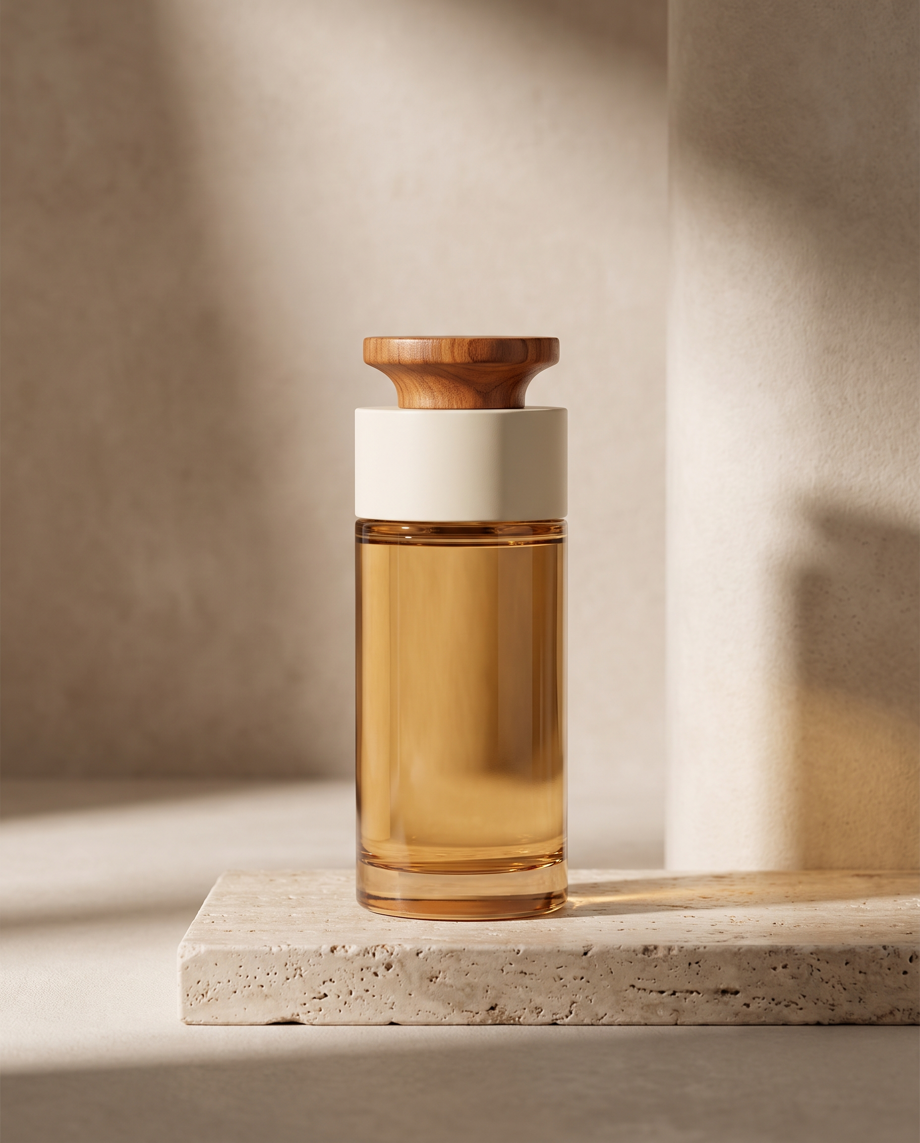 Unisex Fragrances - minimalist amber and cream perfume bottle