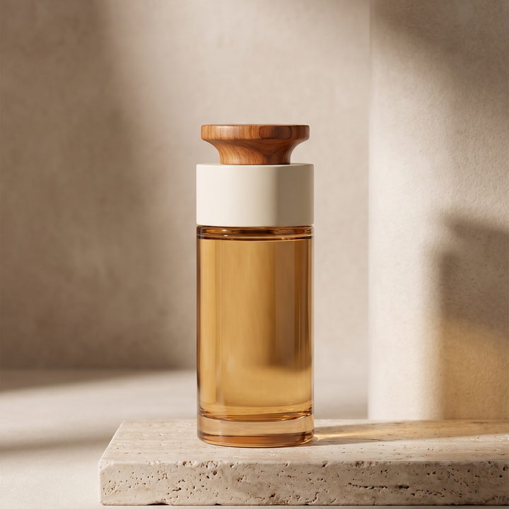 Unisex Fragrances - minimalist amber and cream perfume bottle
